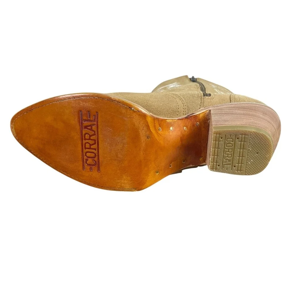 NEW Corral Womens Leather Camel Embroidered Western Ankle Cowboy‎ Boots Size 10